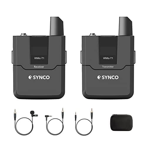 Image of SYNCO WMic-T1 UHF Wireless Microphone System 16 Channels 50M Transmission Range with Lavalier Mic 3.5mm TRS & TRRS Cables Storage Bag for Smartphone Camera Vlog Live Streaming