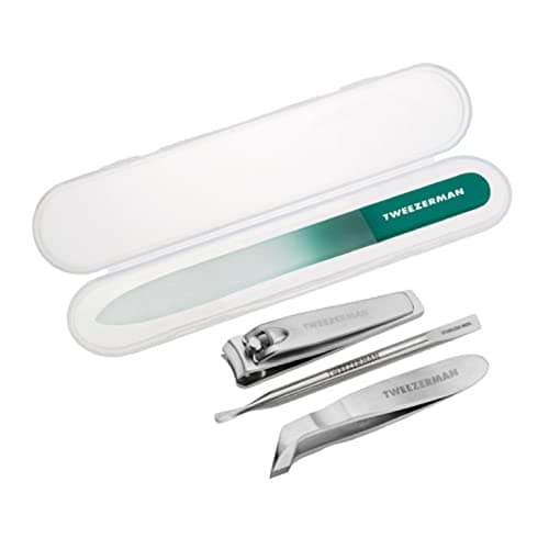 Image of TWEEZERMAN Emerald Shimmer Nail Care Set 4 Piece Gift Set Turquoise