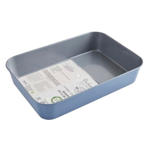 Image of Cooksmart Signature Roasting Tin 39cm – Carbon Steel | PFOA-Free Non-Stick Coating | Oven Compatible | Dishwasher Safe | Elegant Blue Finish | Ideal for Deep Roasting & Baking