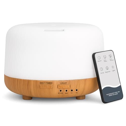 Image of DIFFOFE 300ML Essential Oil Diffuser with Remote – Small Aromatherapy Diffuser for Bedroom, Living Room, Desk & Office – 7-Color LED Light, 4 Timer, Quiet, Auto-Off, Easy to Clean, Gift Ready