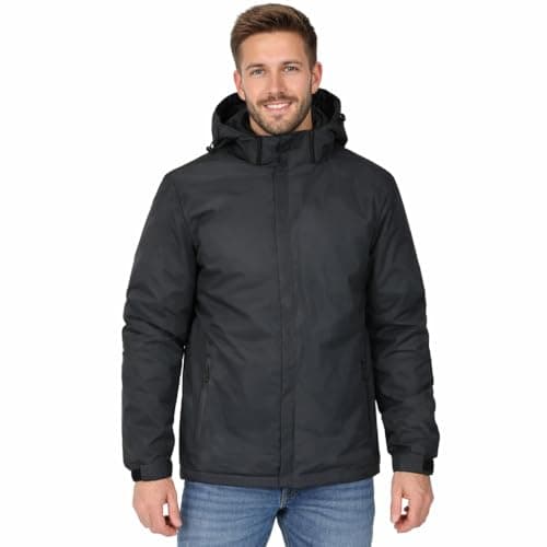 Image of Blu Apparel Mens Padded Waterproof Coat Quilted Rain Jacket for Men Warm Midweight Coat for Men (UK, Alpha, XXL, Regular, Regular, Solid Black)