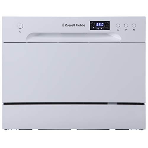 Image of Russell Hobbs RHTTDW6W Freestanding Compact Dishwasher, Eco mode, 6 place_settings, White, Noise level : decibels 52
