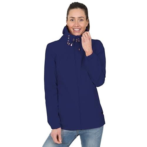 Image of Blu Apparel Women's Waterproof Rain Hooded Jacket Windbreaker Hiking Walking Coat Spring Jackets (UK, Numeric, 14, Regular, Regular, Navy)