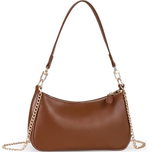 Image of WantGor Clutch Tote Handbags, Shoulder Purse for Women Crossbody Bags Mini Hobo Bag Retro Vegan Leather Trendy Handbag (Brown)
