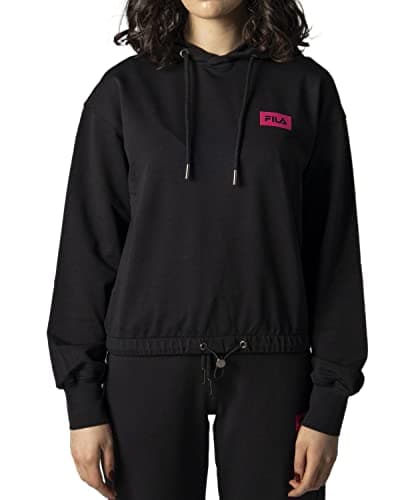 Image of FILA Women's BURDUR cropped hoody Sweatshirt, Black Beauty, XS