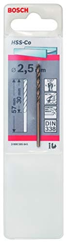 Image of Bosch 2608585841 Professional HSS-Co Metal Drill Bit (stainless steel, 2.5 x 30 x 57 mm, accessory drill driver) , Gold
