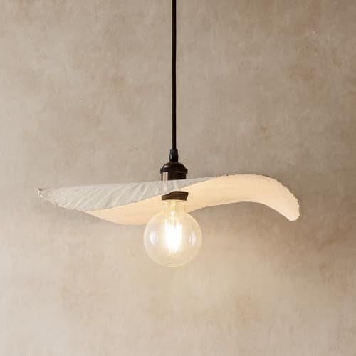 Image of CGC Lighting Indoor Ceiling lamp Shade Curved Design Paper Easy fit Non Electrical (Large White Paper)