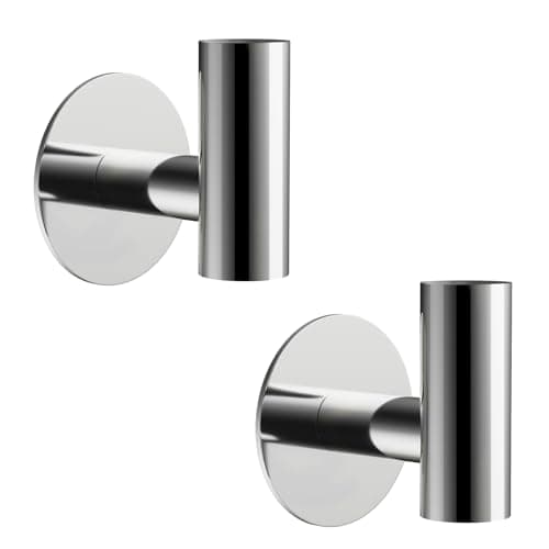 Image of YUET 2 Pcs Bathroom Towel Hook Self Adhesive,Stick on Metal Coat Hooks Robe Hook SUS 304 Stainless Steel Heavy Duty Door Hanger Clothes Closet Holder No Drill for Bathroom Hotel Polished Chrome