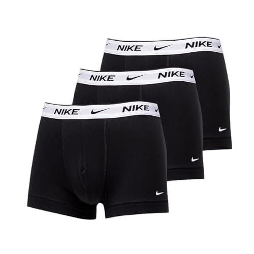 Image of Nike Underwear Men's Essential Trunks 3-Pack – Short leg, Close-fitting, Soft stretch material, Black/Black/Black, M