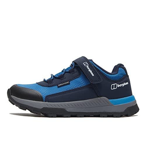 Image of Berghaus Kids’ Galactic Low Walking Shoe with High Traction Sole, Waterproof, Breathable, Lightweight (Blue, UK Footwear Size System, Little Kid, Numeric, Medium, 13)