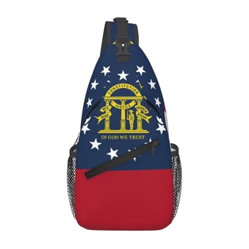 Image of Georgia Flag Crossbody Bag, Chest-Cross Bag,Diagonally Shoulder Hiking Casual Daypack For Men Women