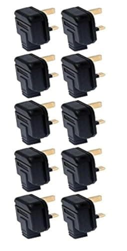Image of INSTOCK Permaplug Rubber Plugs 3-Pin 13A Black Pack of 10