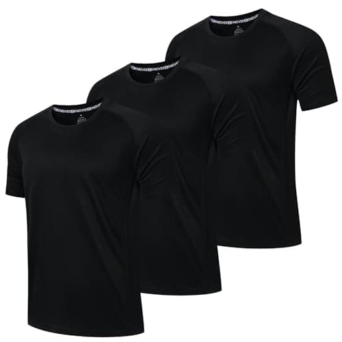 Image of LUWELL PRO 3 Pack Mens T Shirts Gym Clothes Running ShirtsQuick Dry Sport Tops for Men UK Moisture Wicking Athletic Shirt Breathable Short Sleeve Work Tshirts Multipack(YF-UK-560-3Black-L)