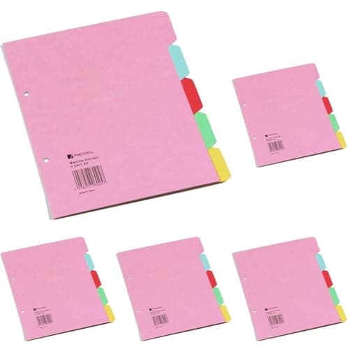 Image of Rexel Manilla A4 Dividers 5 Part - Assorted Colours (Pack of 5)