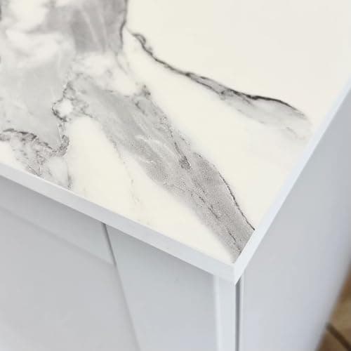 Image of Top Worktops Compact Laminate Worktop Classic Marble 3050 × 608 × 12 Mm, Solid Core Slim Waterproof Worktop That Is Heat And Scratch Resistant, Perfect For Kitchen, Bathroom, Utility Room And More