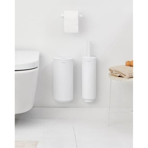 Image of Brabantia - Mindset Toilet Accessory Set - Toilet Brush, Roll Holder and Roll Dispenser - Hygienic Bristle Brush - Corrosion Resistant - Fixing Materials Included - Bathroom Set of 3 - Fresh White
