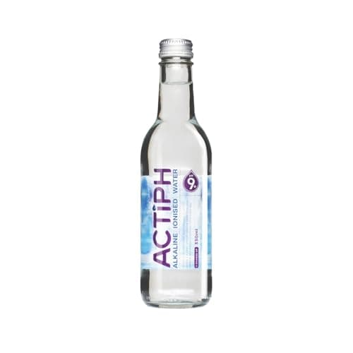 Image of Alkaline Ionised Spring Water pH9+ (24x 330ml) Purified with Electrolytes Clean and Smooth Taste ACTIPH Water Glass Collection