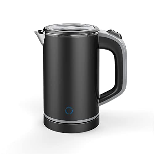 Image of Zoravson 600W Travel Kettle Electric, 800ml Small Kettle, Portable Kettles, Auto Shut-Off & Boil-Dry Protection,UK Plug,Low Wattage Stainless Steel Kettles for Motorhome,Office,Hotel,Dorm-Black