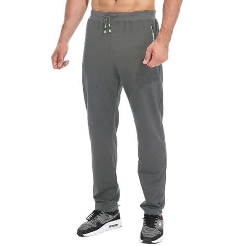 Image of Tansozer Mens Joggers Tracksuit Bottoms Open Hem Cotton Sweatpants Jogging Pants Zip Pockets Grey XL