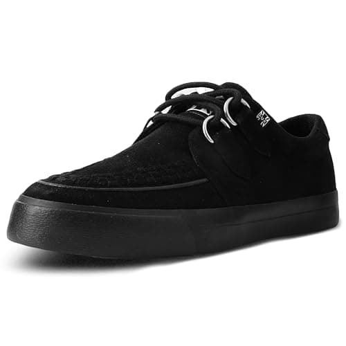 Image of T.U.K. Vegan Creeper Sneaker - Mens and Womens Sneakers - Colour Black Vegan Suede - Punk, Goth and Rocker Style Leather and Lace Up Shoes - UK Size Men 8 / Women 9