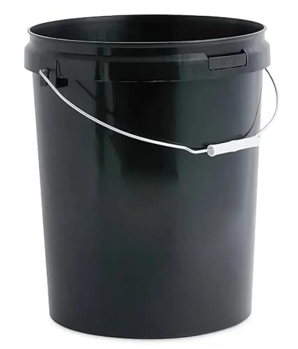 Image of 20L Plastic Bucket Pail + Handle & Lid - Heavy Duty ¦ Food Grade BPA Free ¦ Multi-use Fermentation Feed Dry Food Liquid Chemicals Hydroponics Storage Container BLACK