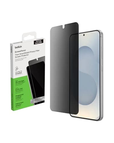 Image of Belkin ScreenForce Titan SmartShield Privacy Screen Protector for Samsung Galaxy S26+, Scratch Resistant Impact Protection, Anti-Fingerprint, Ultra-Thin with Easy Align Tray for Application