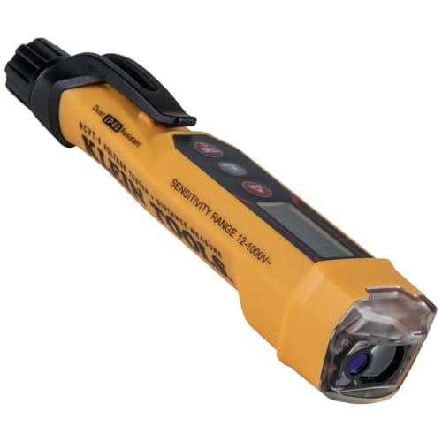 Image of Klein Tools NCVT-6 Non-Contact Volt Tester, 12-1000V AC Pen with Integrated Laser Distance Measure, LED and Audible Alarms, Pocket Clip