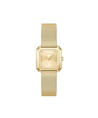 Image of HUGO Three Hand Quartz Movement Watch Gold Colored #Hazel Collection with Gold Colored Stainless Steel Bracelet - 1540184