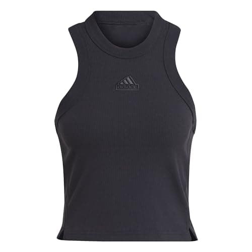 Image of adidas Women's Lounge Ribbed Crop Tank Top, Black, L
