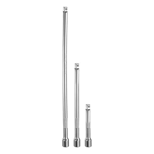 Image of sourcing map 1/4" Drive Impact Extension Bar 3" 6" 10" Chrome Vanadium Steel Extra Long Socket Wrench Extender Square Drive Socket Driver Handle for Loosening and Tightening Silver 3-Piece Set