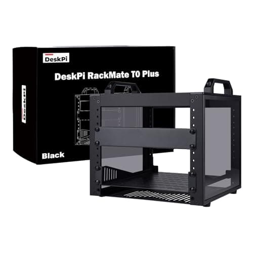 Image of GeeekPi DeskPi RackMate T0 Plus, 10 Inch 4U Server Cabinet, 260mm Depth Mini Rack with Rack Shelf & Blank Panel, for 10 Inch AV, NAS and Server Equipment (Black)