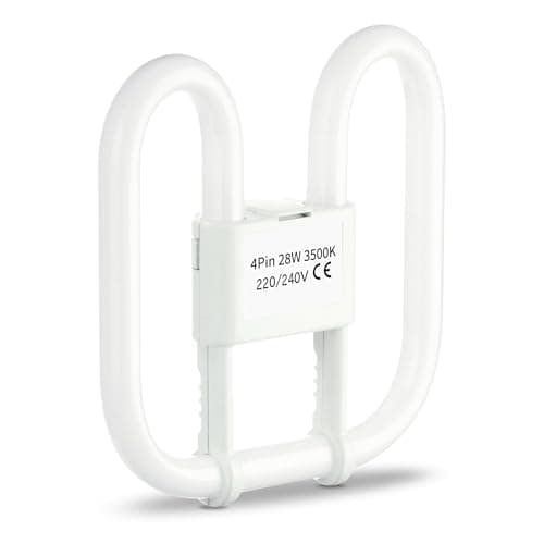 Image of Quebec 28W GR10q CFL 2D Butterfly Bulb, 2000LM, 3500K Warm White, 10000H Lifespan, Energy Class A, 220V – 20x20cm Compact Ceiling Light for Home & Office (28W 4 Pin 3500K)