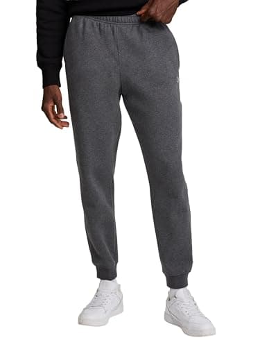 Image of Champion Men's Powerblend Retro Fleece Jogger Pants, Granite Heather, M UK