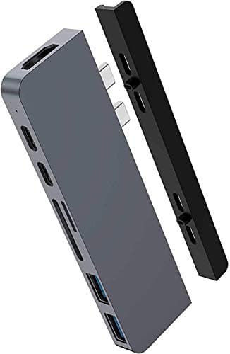 Image of Hyper - New HyperDrive DUO 7-in-2 Hub - USB-C For MacBook Pro / Air - HDMI 4K60Hz HDR, USB-C 40Gbps 100W PD, USB-C 5Gbps 60W PD, MicroSD/SD 3.0 UHS-I 104MB/s, 2 x USB-A 5Gbps - Space Gray