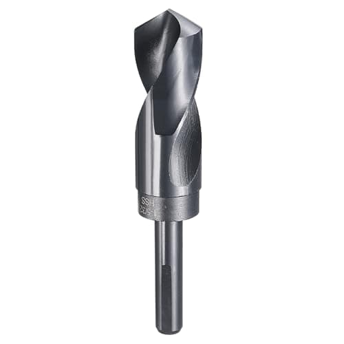 Image of sourcing map 29.4mm (1-5/32") Drill Bit 1/2" Reduced Shank 3-Flat 4241 High Speed Steel Nitriding Black 118° for Soft Materials Wood Plastic Iron Copper Aluminum
