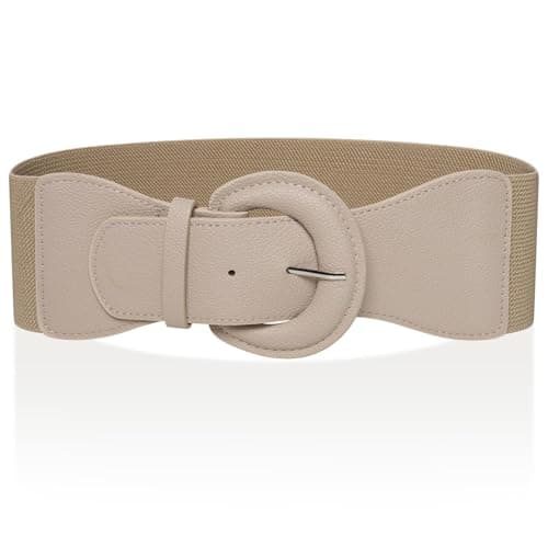 Image of Ro Rox Raya Elasticated Nurse Belt Stretch Wide 50's Retro Vintage Waist Cincher, Beige, S