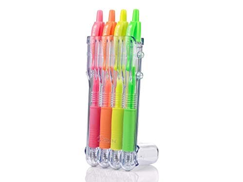 Image of Pilot G207 Retractable Gel Rollerball Neons 0.7mm Set to Go Pack of 4- Yellow/Pink/Orange/Green