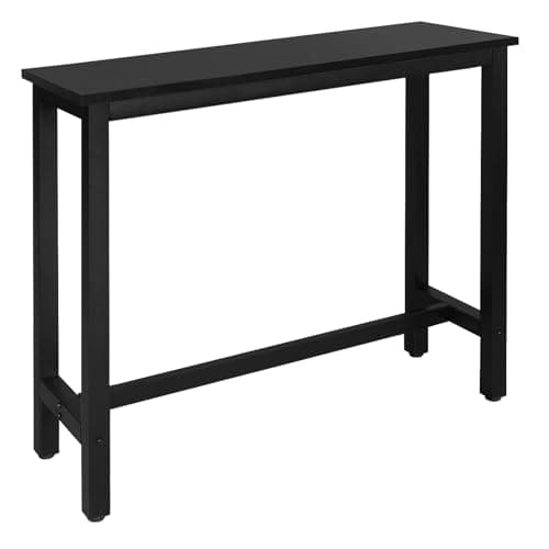 Image of WOLTU Kitchen Bar Table Counter Breakfast Dining Table Black Coffee Table Metal Legs with Footrest for Kitchen Dining Room Conservatory Patio