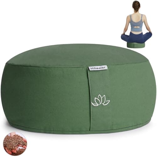 Image of Hihealer Meditation Cushion Mothers Day Gifts Meditation Yoga Floor Cushion Pillow Filled by Buckwheat Hulls Added Activated Carbon, 33 x 33 x 15 CM Height, Christmas Xmas Gifts for Women Men