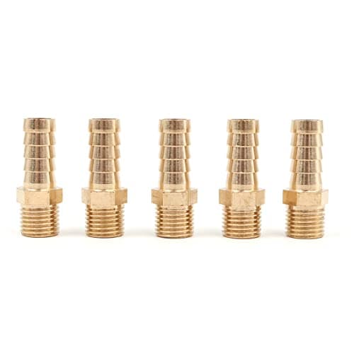 Image of Hsthe Sea 5 Pcs 10 mm to 1/4” BSP Solid Brass Hose Tail Connector Barbed to BSP Male Thread,Pond/Pool/Hose Pipe Adapter