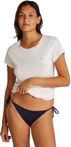 Image of Calvin Klein Women's Side Tie Bikini Bottoms Sport, Blue (Dark Sapphire), M