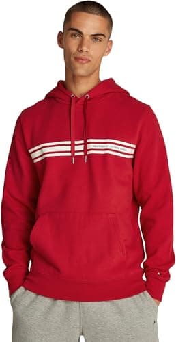 Image of Tommy Hilfiger Men’s Central Chest Stripe Hoodie, Multicolor (Medium Red), M