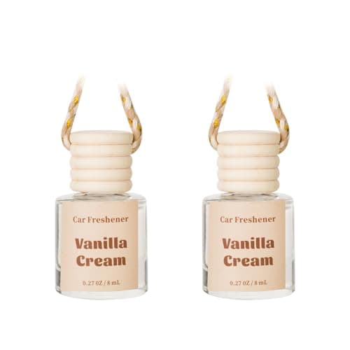 Image of Car Air Fresheners For Men, Hanging Car Scent Air Freshener, Essential Oil Diffuser, Vanilla Cream Fragrance Oil Air Diffuser, 2 Pack