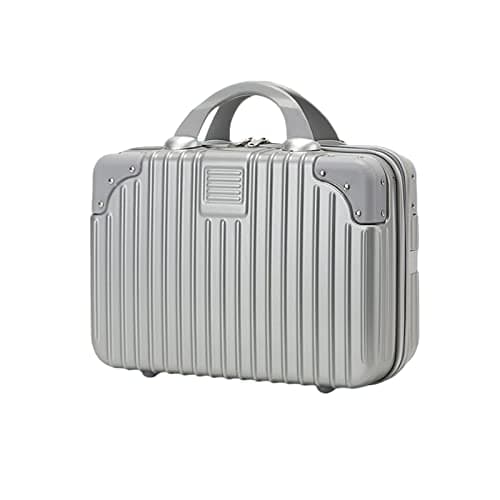 Image of Balakaka Makeup Case Hard Shell ABS Waterproof Travel Cosmetic Suitcase, 11L Portable Vanity Organizer with Elastic Bands & Zipper, Small Lightweight Makeup Box for Women Girls, Silver