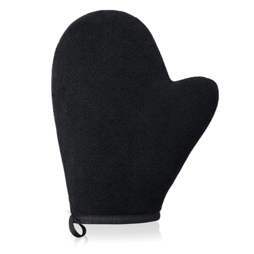 Image of Lanjue Self Tanning Mitt Applicator, Streak-Free Black Shower Gloves with Velvet Glove & Anti-Slip Wrist, Reusable Back Tanner Applicator, Washable for Even Self Tan Application on Body & Back