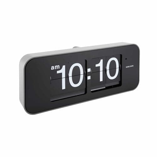 Image of Karlsson Wall Clock Wide Flip Silver Casing, Black Dial