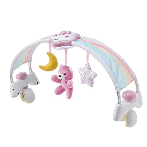 Image of Chicco Rainbow Arch Development Game 2 in 1 Compatible with Next2Me Bed, Crib Panel with Rainbow Arch and Night Light with Music and Pendants - Baby Toy 0+ Months, Pink