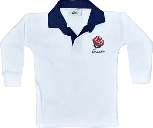 Image of New Model UK England Rose Rugby Shirt for Kids Size 22 to 33 (9 Years to 10 Years, White)