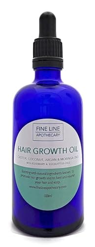 Image of Fine Line Apothecary 100% Natural Hair Oil – Rosemary & Castor Scalp Stimulator – Artisan Argan, Moringa & Vitamin E – Follicle Vitality & Length Retention – Vegan – UK Made – 100ml