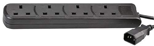 Image of PRO ELEC PEL01206 IEC C14 Plug to 4-Gang mains Extension Lead 2m, Black